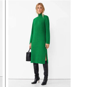 & other stories Anthropologie Long sleeve Green wool sweater Dress Size S Midi